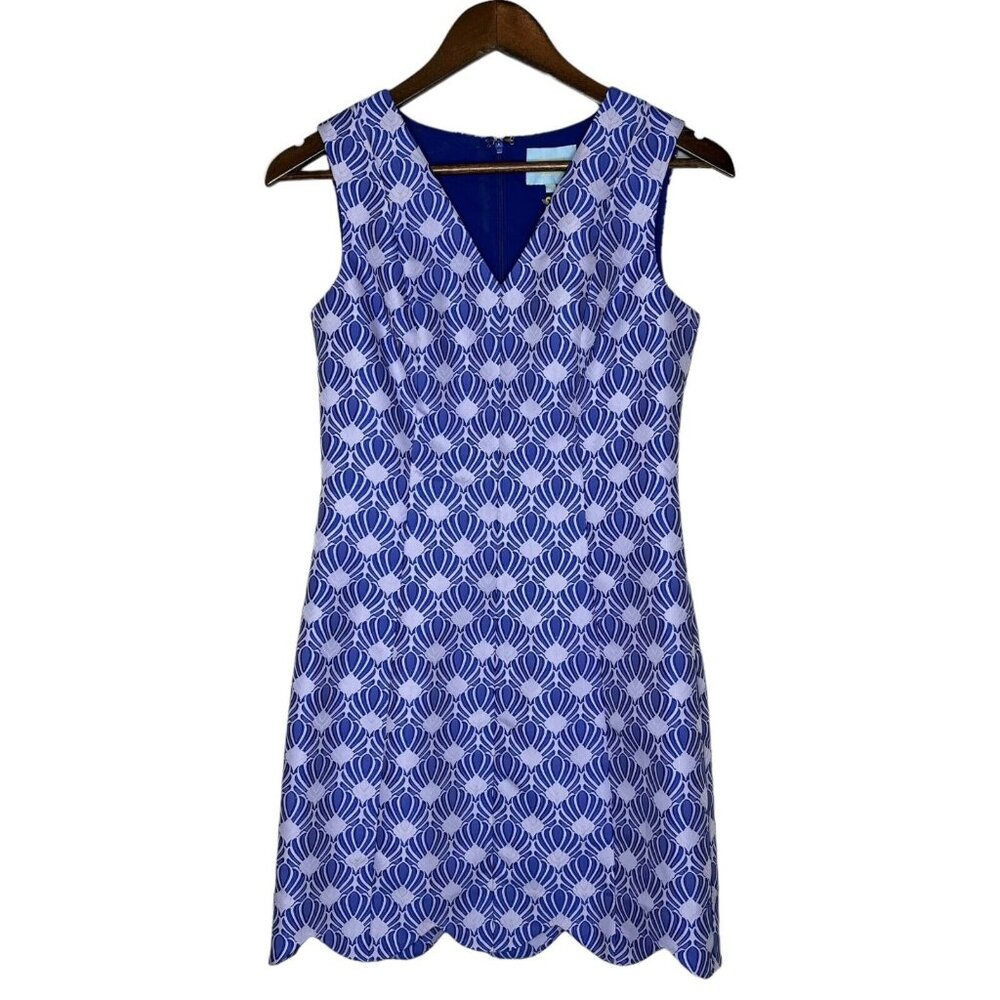 CeCe by Cynthia Steffe NWT Purple/Blue Patterned Sleeveless Scallop Dress Size 2